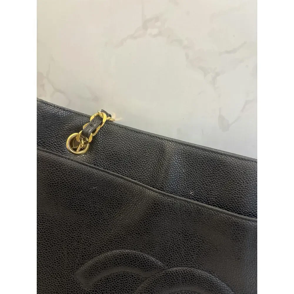 Chanel Black Leather Tote Bag - Good Condition